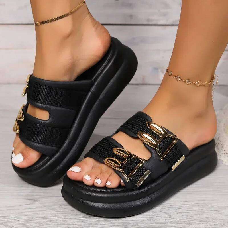 2025 New Summer Fashionable Comfortable Thick-soled Women's Slippers Elegant and Casual Increased Open-toe Sandals NO: 8181