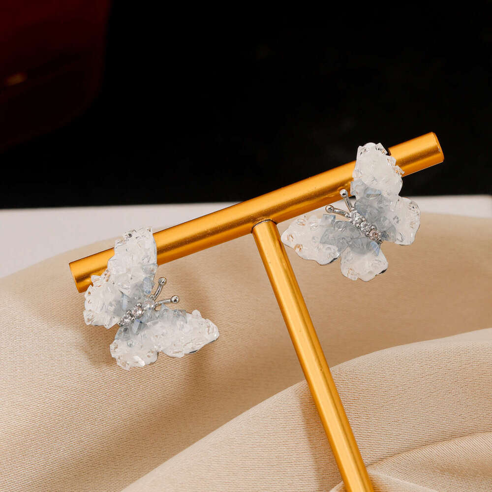 Super Fairy-like Butterfly Crystal Earrings Women With High-end 925 Silver Studs