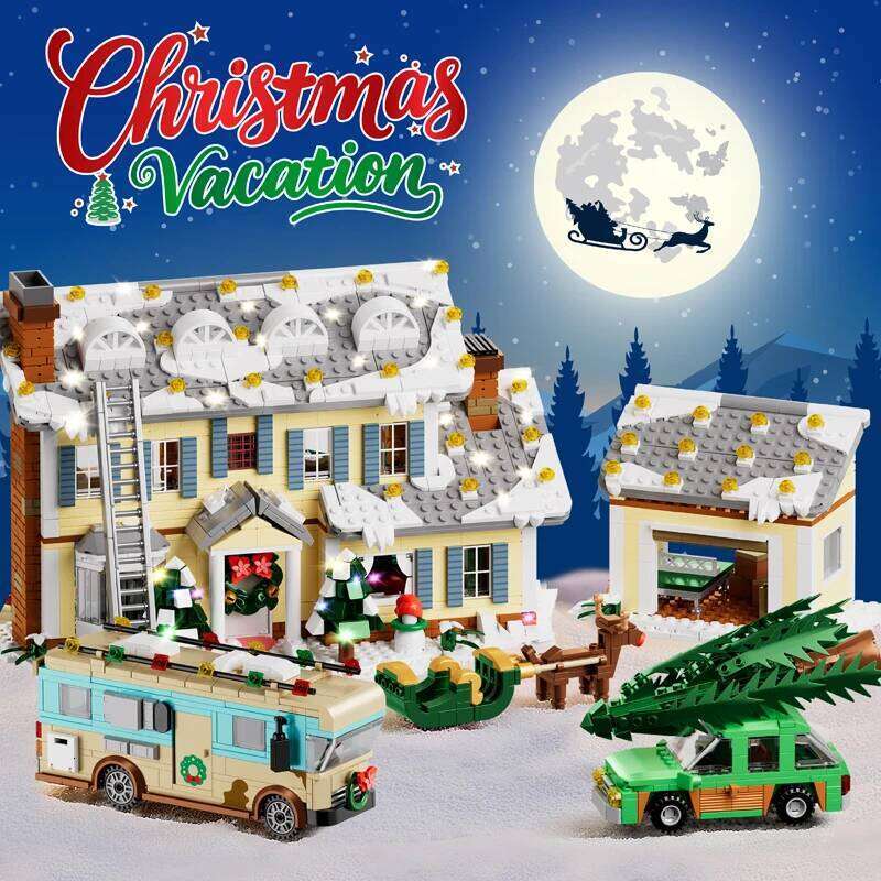 1958PCS Vacation House Building Blocks Toys Sets Holiday Decorative Ornaments Bricks For Kids Adult Christmas Gifts Z260306