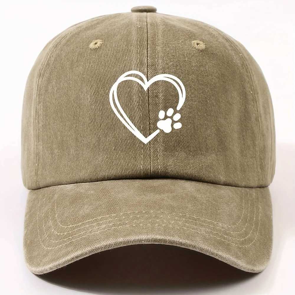 Double layered heart-shaped cat paw printed duckbill cap for both men and women adjustable dad baseball cap street riding cap S260306