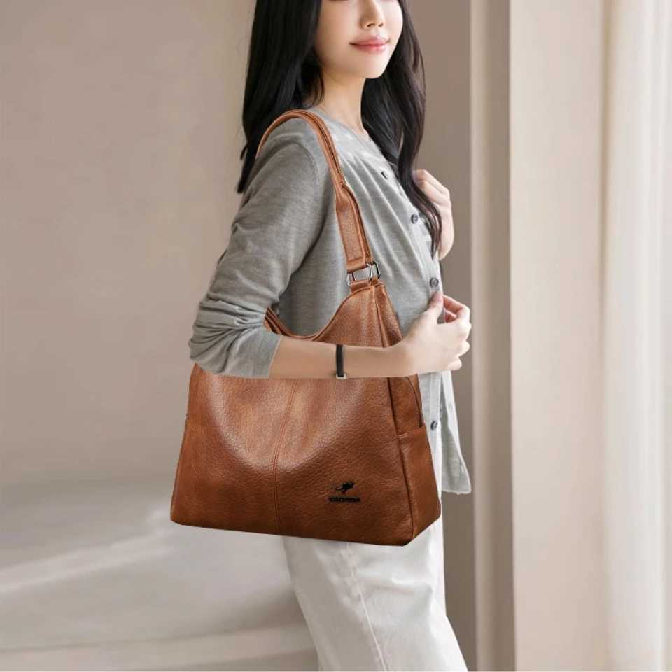 Three Layers Genuine Tote Bag Handbags for Women Mom Shoulder Hand Bag Designer Top Quality Soft Pu Leather Sac New H260306
