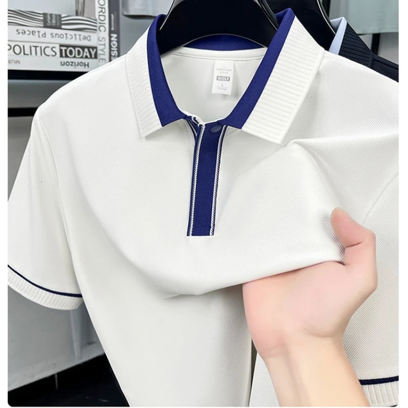 Mens Classic Polo Shirt 2026 Summer Collection Soft Cotton Blend Fabric Lightweight Comfortable Business Casual Wear 260304