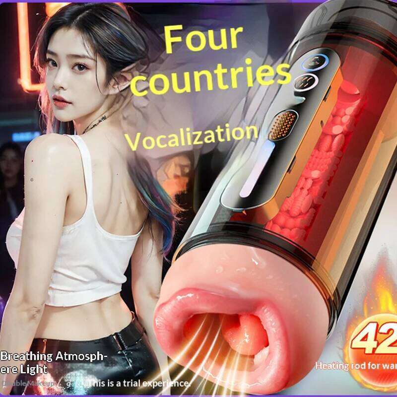 Sex Toys Male Masturbation Cup Telescopic Heated Electric Pocket Pussy Vagina Blowjob Vibration Transparent Masturbators for Men W260305