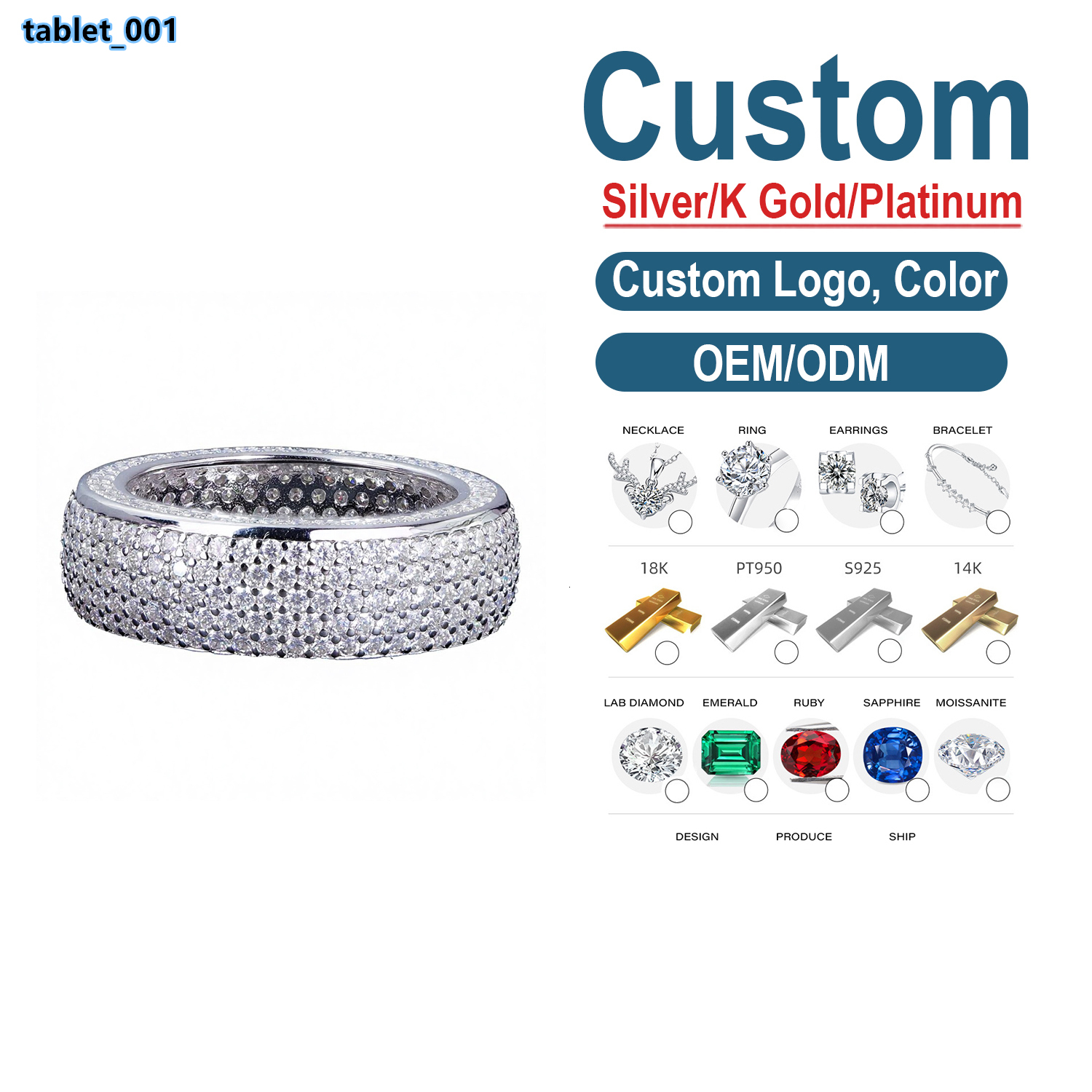 Mens Hip Hop Ring Multi-Row Moissanite Stones Simple Micro-Pave Stylish Jewelry