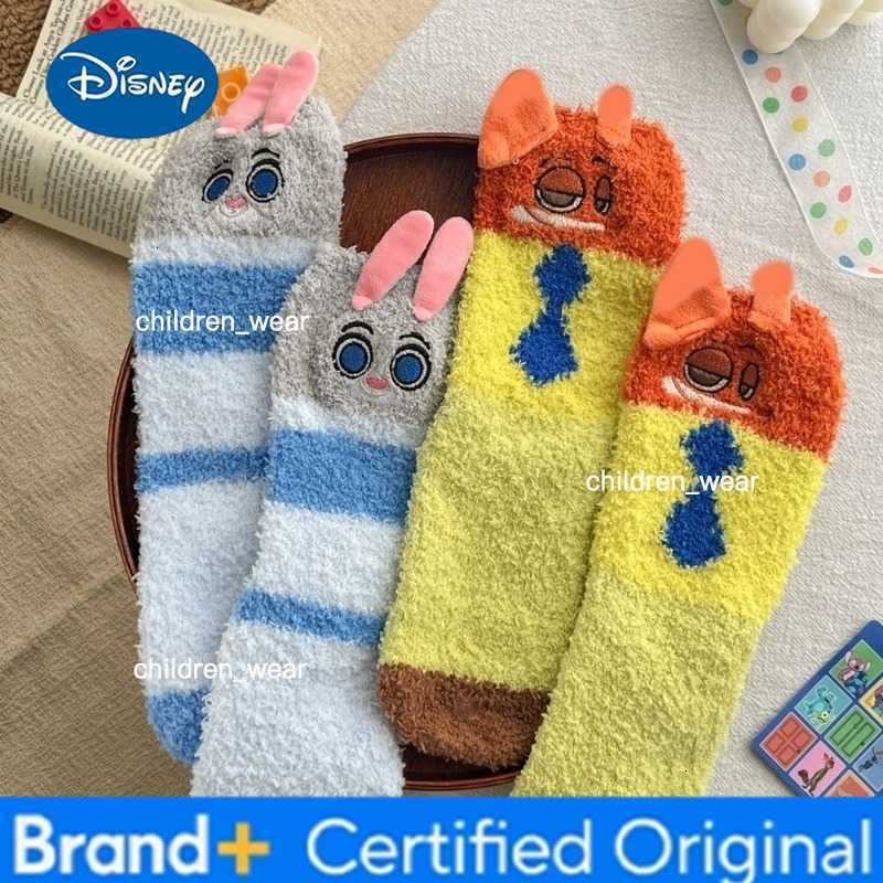 Disney Zootopia Socks Judy Nick Winter Coral Fleece Socks Boy Girl Cartoon HomeSock Cute Warm Sock Sleep Midtube Fleece Socks Xmas Gift H260306