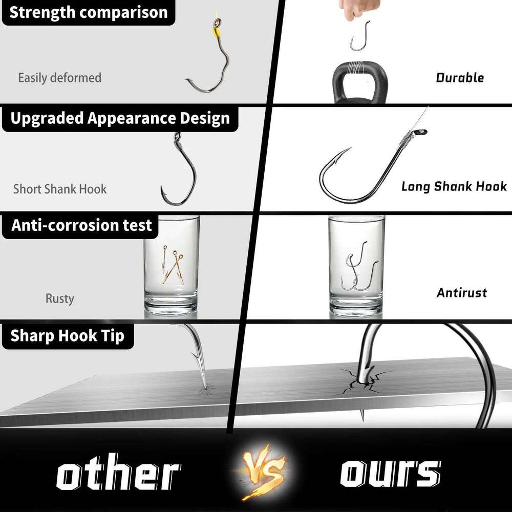 Black Octopus Hook Strong Offset Heavy Duty Saltwater Fishing 50~100Pcs Bulk S260305