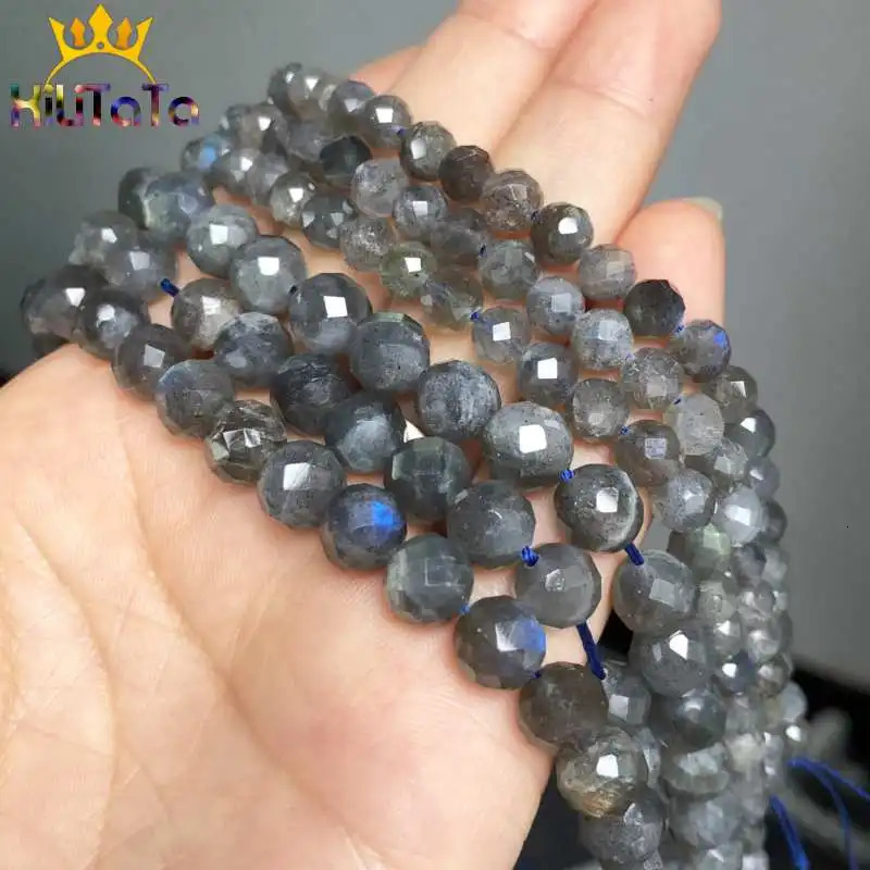 Natural Grey Labradorite Beads Faceted Loose Stone Beads For DIY Making Bracelet Necklace Jewelry Accessories 75 6mm/8mm 260302
