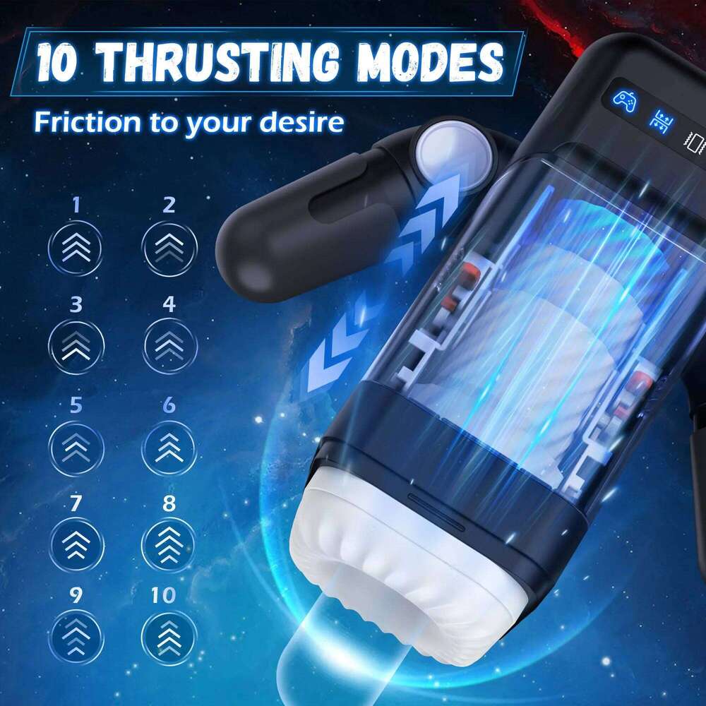 Automatic Male Masturbator Blowjob Machine Man Sex Toy with 10 Thrusting Vibrating & Heating Modes Real Vagina Masturbation Cup W260305