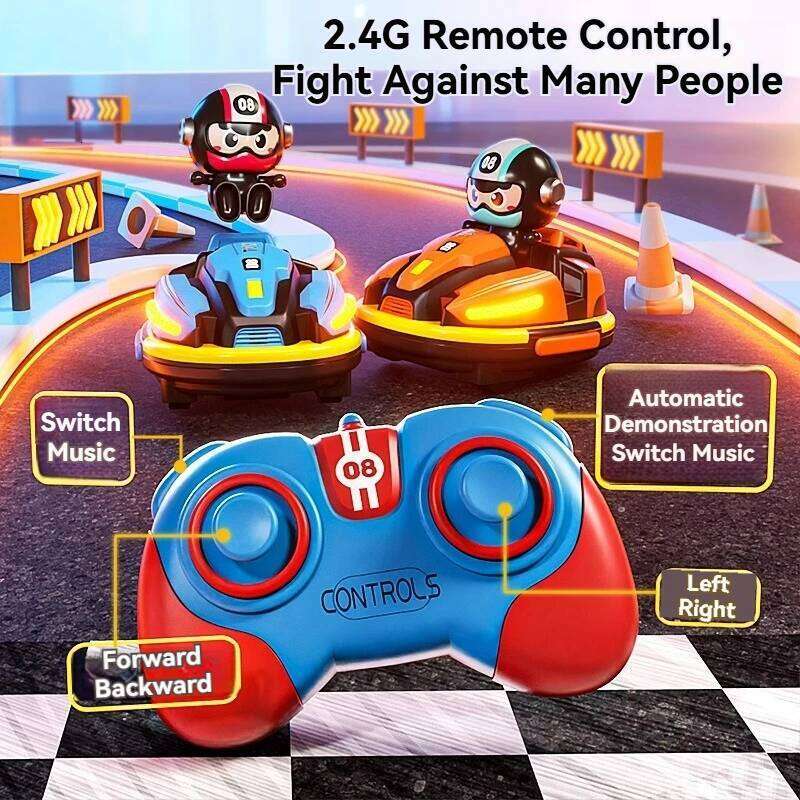 RC Bumper Car Football Battle Sports Game 2.4G Remote Control Catapult Drift Doll Karting with Music Light Toy Boy Gifts C260305