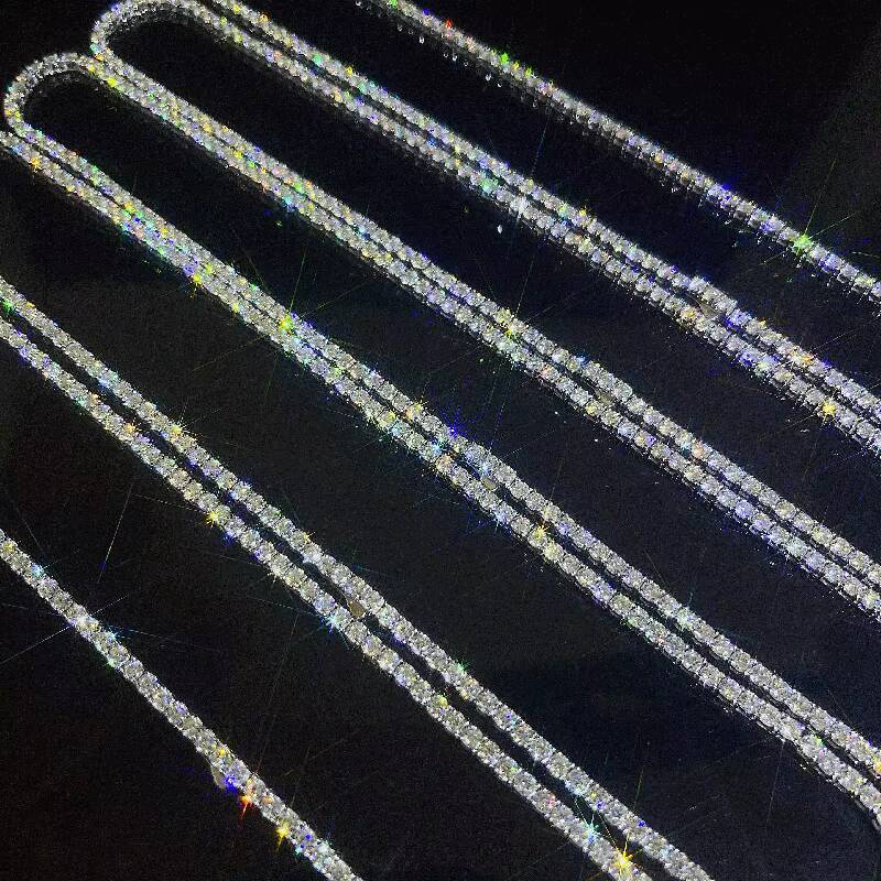 Silver/gold Necklace 3mm 4mm 5mm Moissanite Chain Def Vvs Moissanite Tennis Chain Fashion Jewelry Necklaces