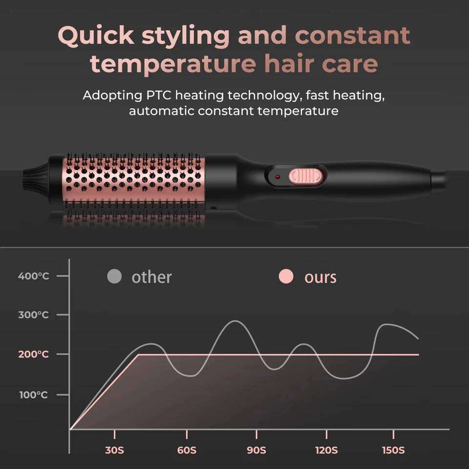 PTC Heated Curling Iron 32mm Thermal Round Brush Anti Scald Hair Styler Volumizing Curler for Home Salon Use 26Y0306