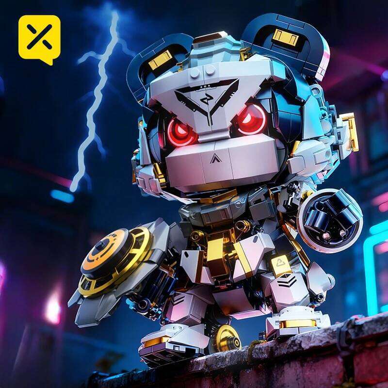 ToylinX 23cm Building Blocks Set LED Light Up Panda Robot Toy Mecha Model Kit for Adults Kid Cool Action Figure Gift Z260305