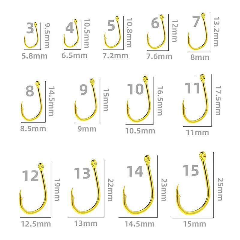 Funny100pcs Box Gold Color With Ring Tube Pay Iseini Barbed High Carbon Steel Sea Fishing Hooks S260305