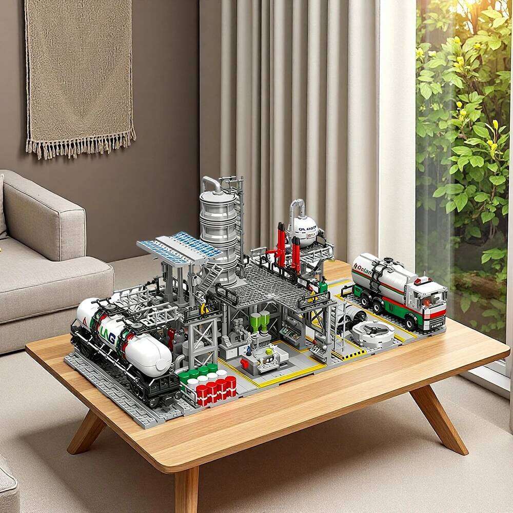 3 in 1 Assembly Street View Building Blocks Natural Gas Storage Center Laboratory Transport Station City Series Collection Z260306