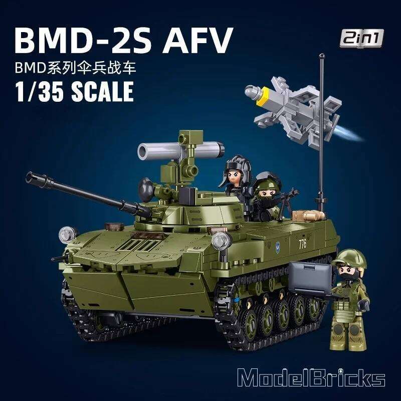 Sluban 530PCS BMD-2S Parachute Fighting Vehicle Building Blocks Army Military Model Bricks Educational Toys for Children Z260305
