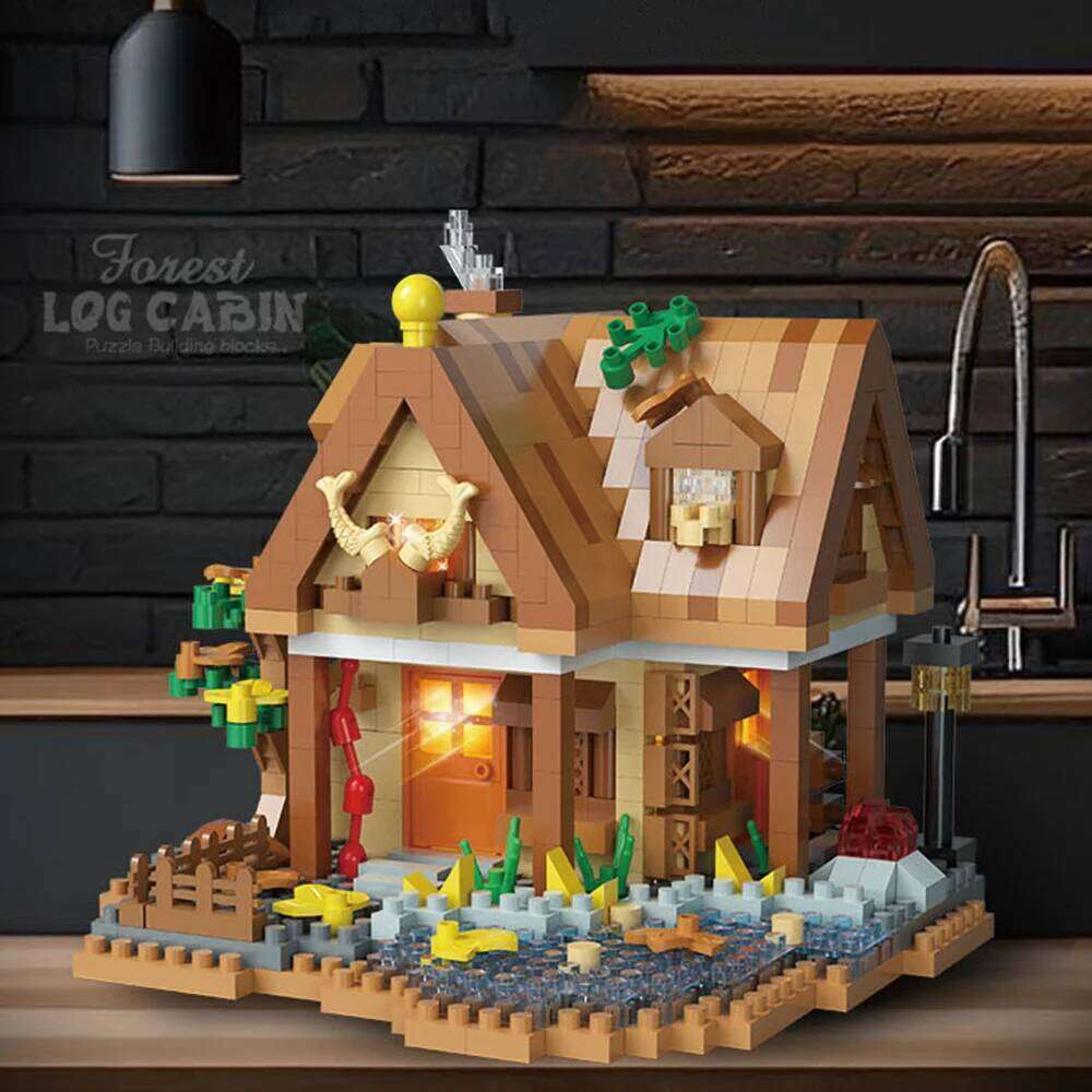 Creative street view model building blocks forest puzzle windmill tree house decoration toys Z260305