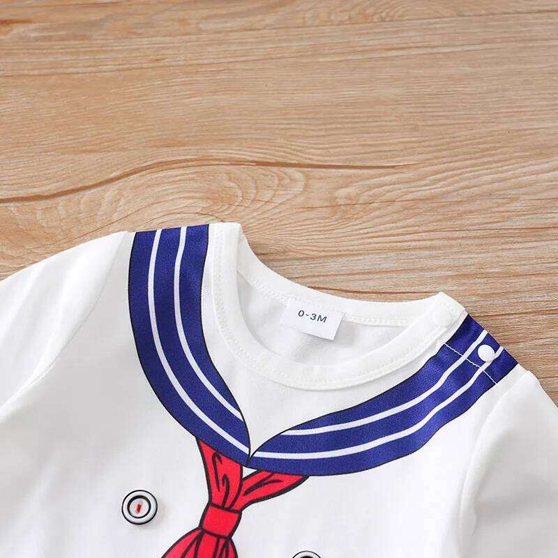 Newborn Clothes Cute Cartoon Navy Dress Comfortable Soft 0-18 Boys Girls Spring And Autumn Long Sleeved Baby Jumpsuit Z260306