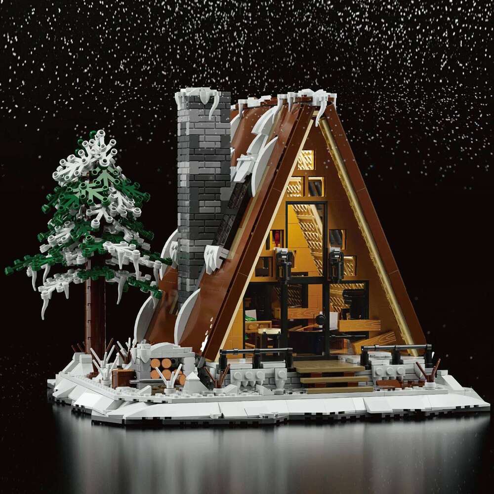 1508PCS A Type Snow House Building Blocks Pine Tree Cabin Model Bricks Winter Holiday Desktop Decoration Kids DIY Toys Gifts Z260305
