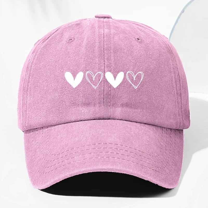 Unisex retro baseball cap with heart-shaped pattern for outdoor sun protection suitable for truck drivers all year round S260306