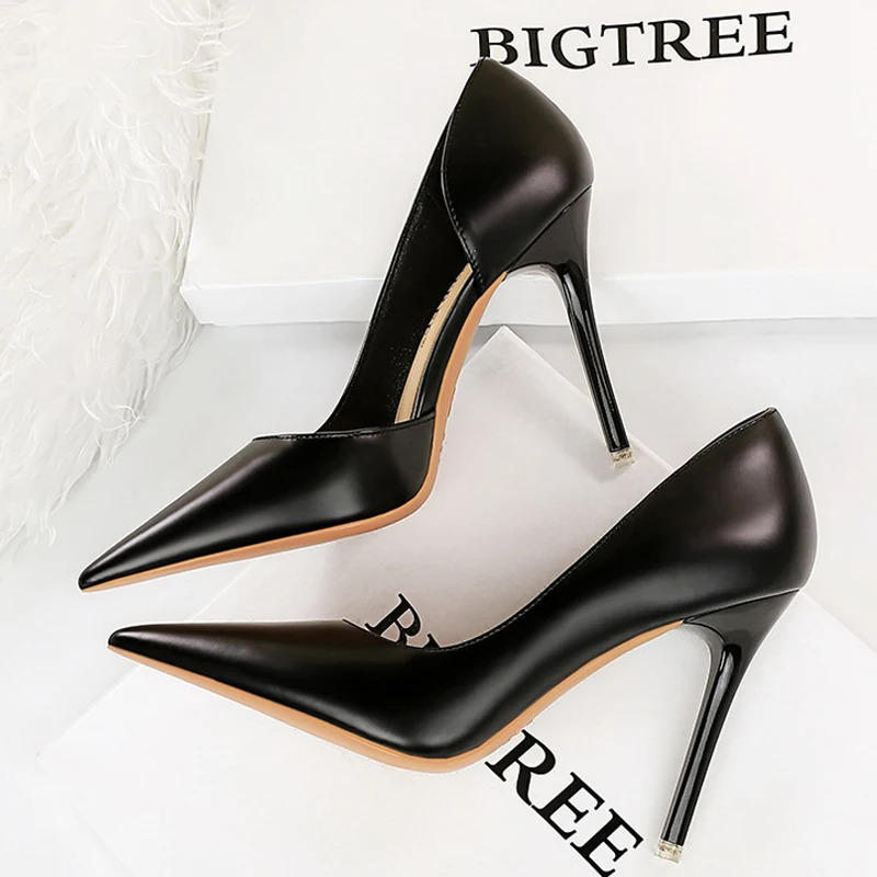 BIGTREE Shoes Black Women Pumps Quality Leather Women Shoes High Heels Fashion Wedding Shoes Stiletto Luxurious Elegant Pumps 260306