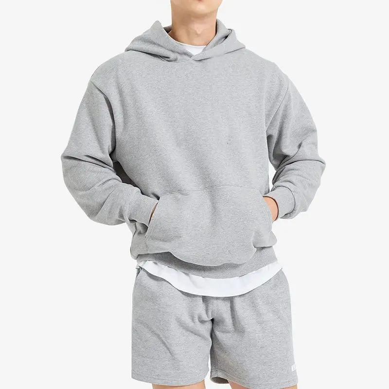 American Retro Hooded Sweater Mens Autumn and Winter Solid Color Simple Sports and Leisure Jumper Hoodie 260228