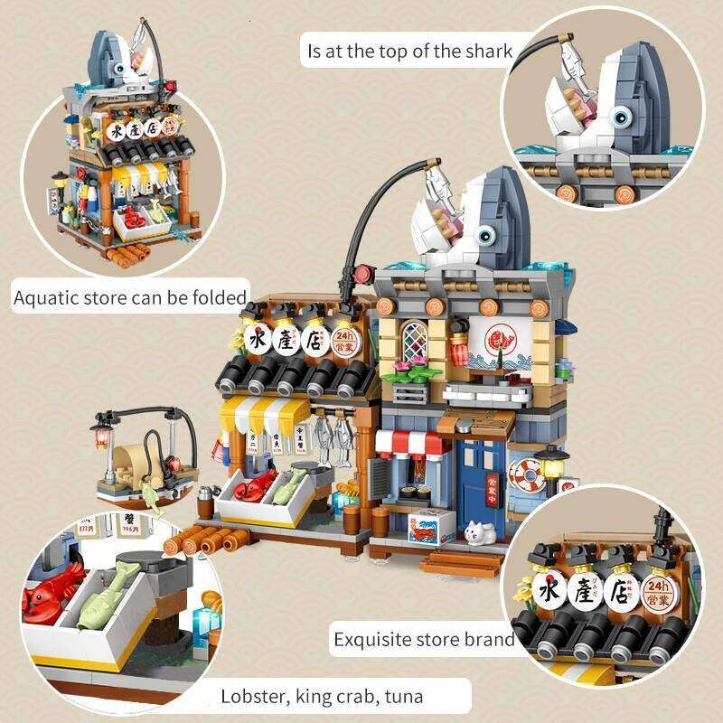 789PCS Mini City Street View Izakaya Store Building Blocks Architecture Friends House Figures Bricks Toys For Children Gifts Z260305