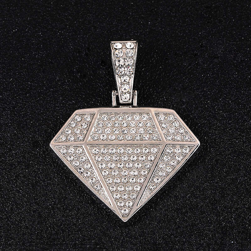 Cross-border best-selling diamond-studded hip-hop pendant, high-quality electroplated alloy Cuban necklace, 60cm, exaggerated and fashionable