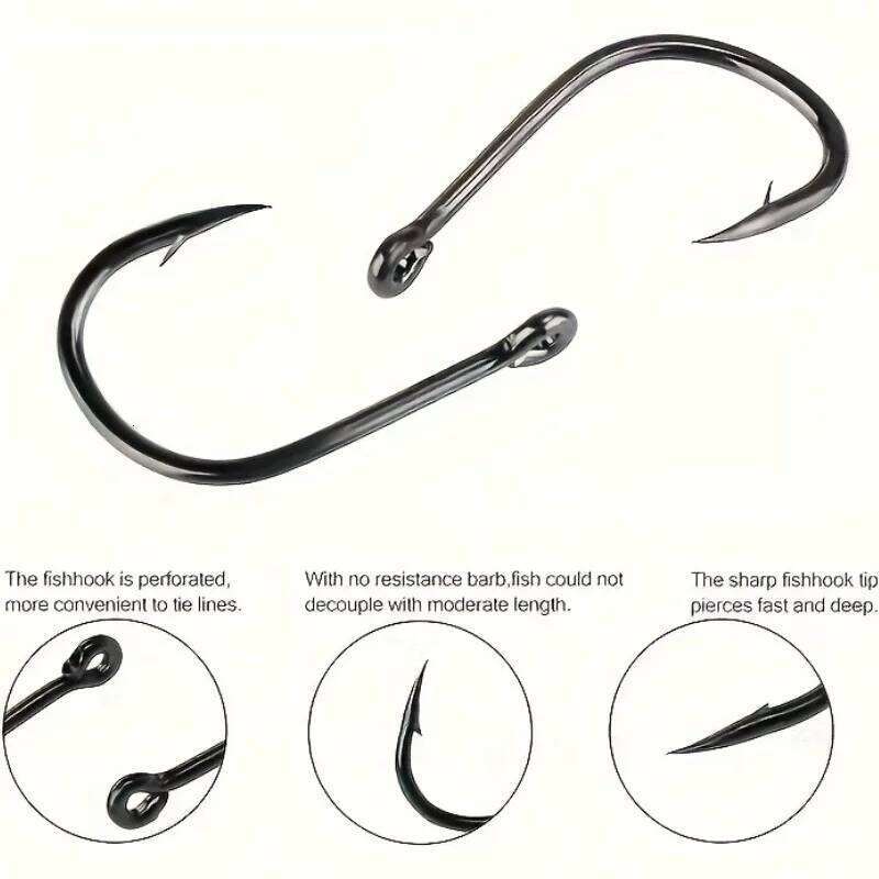 500pcs Fishhooks Strong Sharp Silver Circle Fishhook 3#-12# Jig Barbed Pesca Portable Tackle Accessories Sea Fishing Set Y260305
