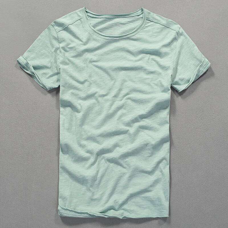 3007 T-shirt Men Excellent Quality Slub Cotton Solid Color Summer Japan Style Harajuku Male Comfortable Soft Pullover Tee 26H0306