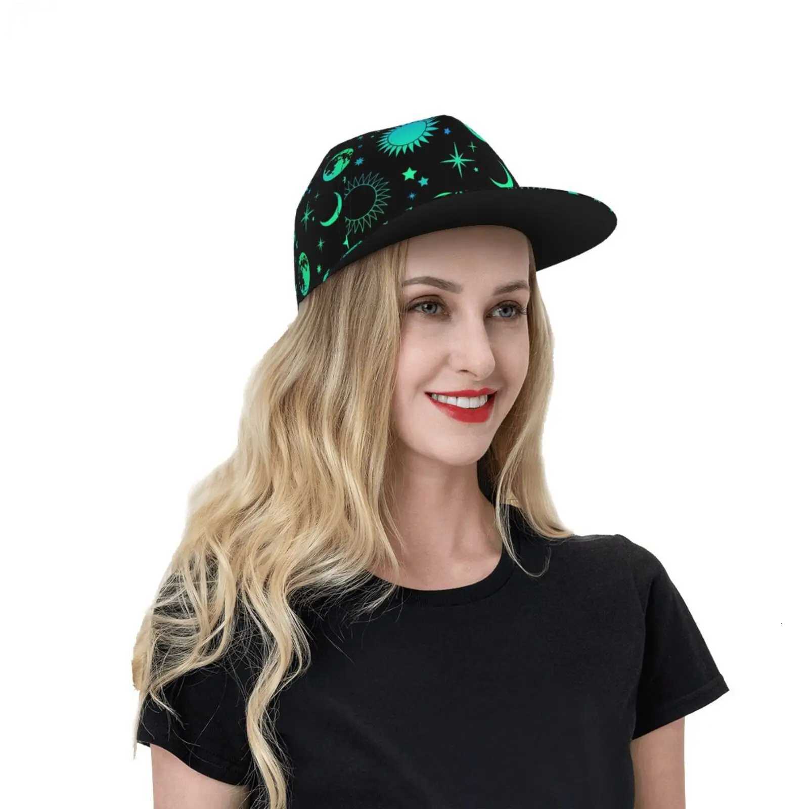 Retro Neon Green Mysterious Sun and Moon Baseball Cap Suitable for Both Men and Women Fun Adjustable Sunshade Baseball Cap S260306