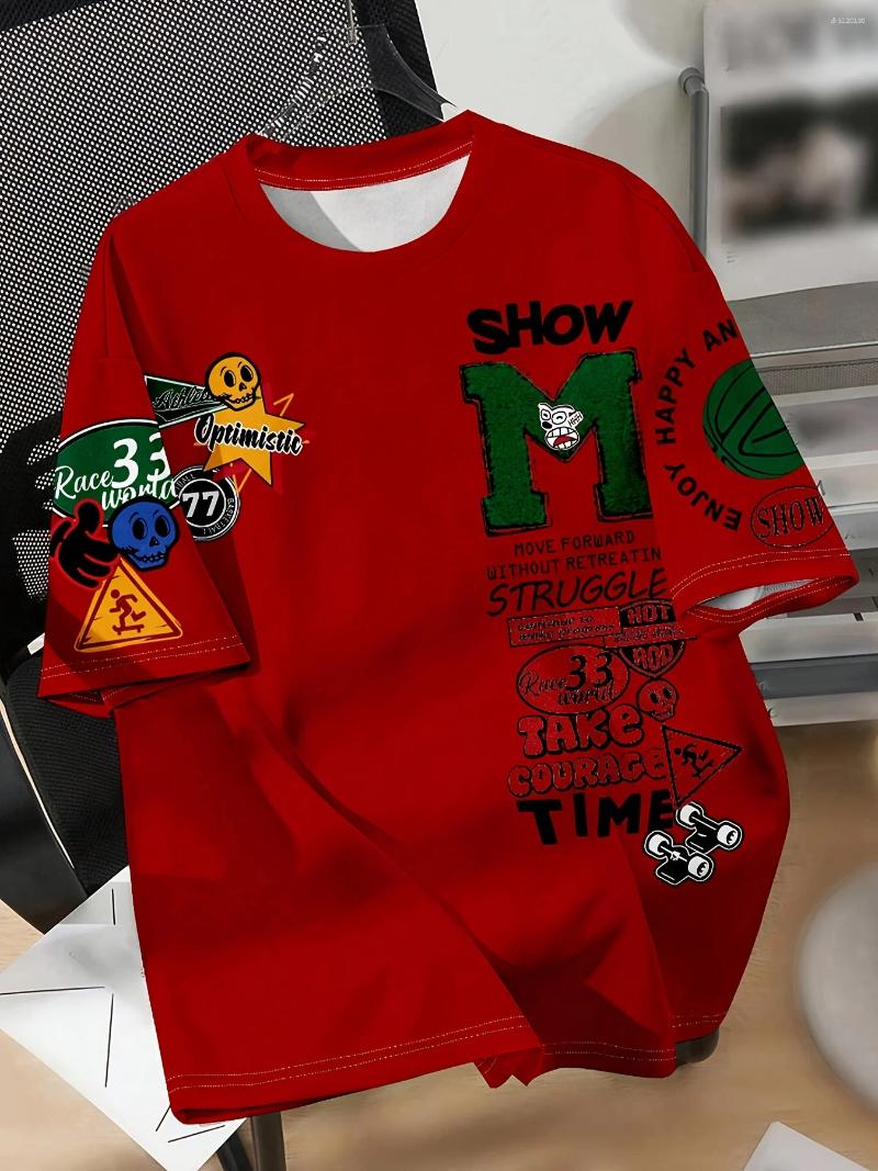 Men's T Shirts Fashionable Summer Personalized Letter Graffiti Print Street Style Breathable Round Neck T-shirt Outdoor High