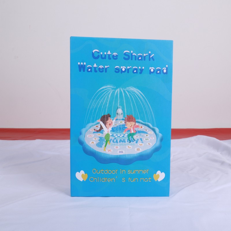 Giant Blue Shark Sprinkler Splash Pad for Kids 68" - Inflatable Outdoor Water Toys for Toddlers Ages 3-8, Summer Backyard Pool Party Play Mat