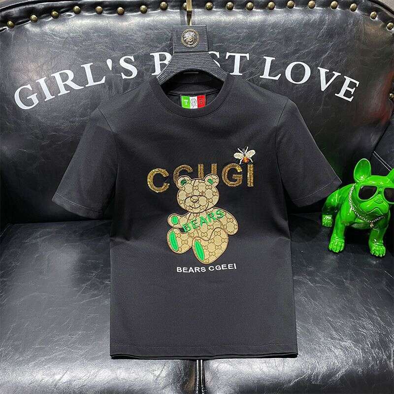 European High-End Embroidered Mercerized Cotton Short-Sleeve Summer New Men's Half-Sleeve T-Shirt
