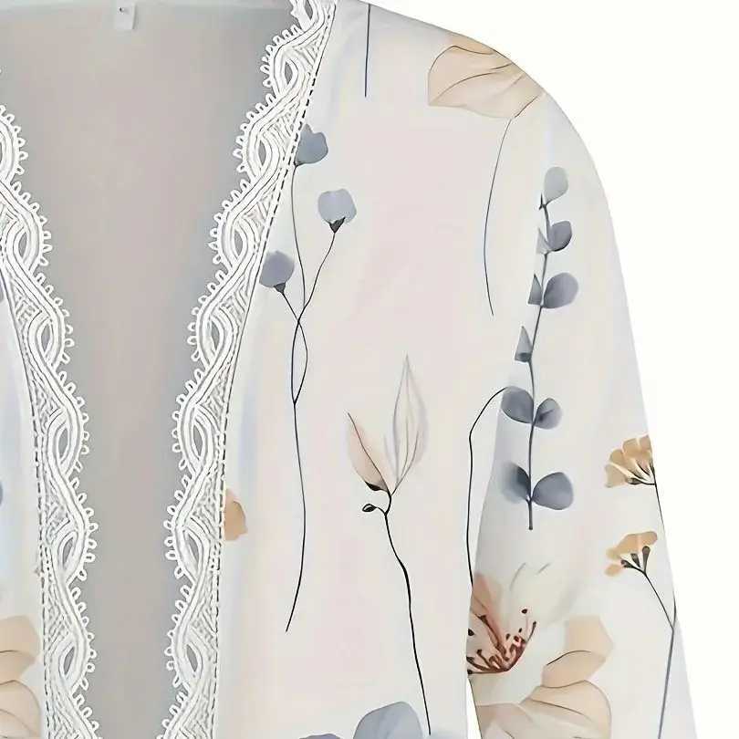 Spring and autumn 2025 oversized long-sleeve cardigan for women floral pattern casual polyester M260306