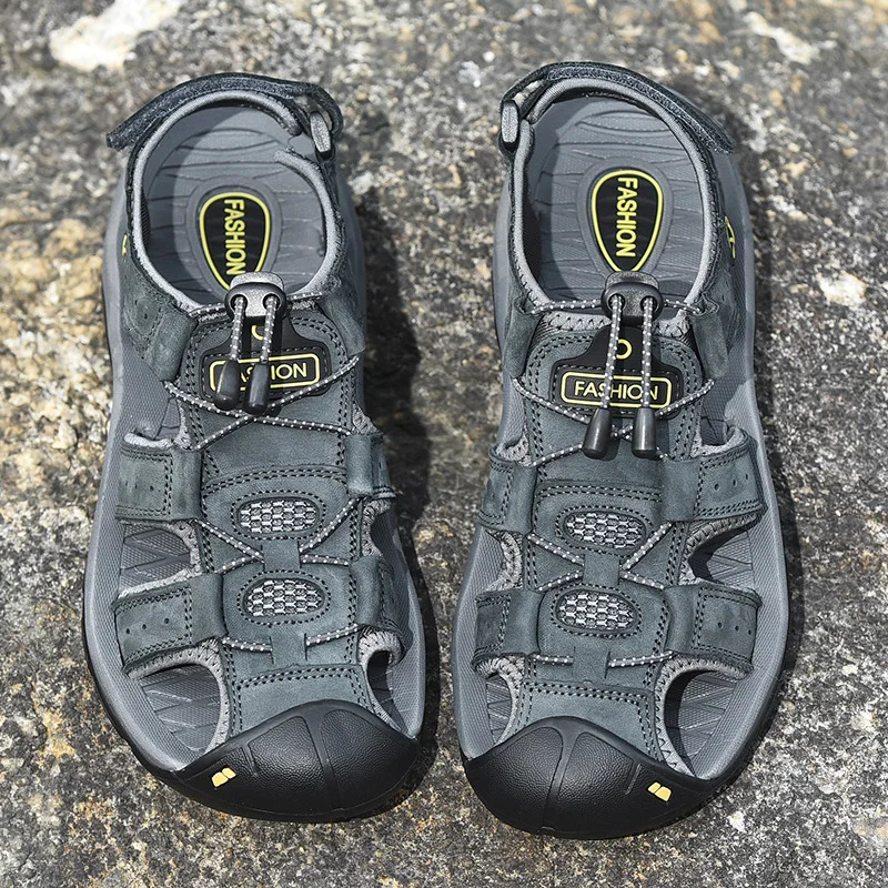 MIXIDELAI Genuine Leather Men Shoes Summer Large Size Mens Sandals Men Sandals Fashion Sandals Slippers Big Size 38-47 260304