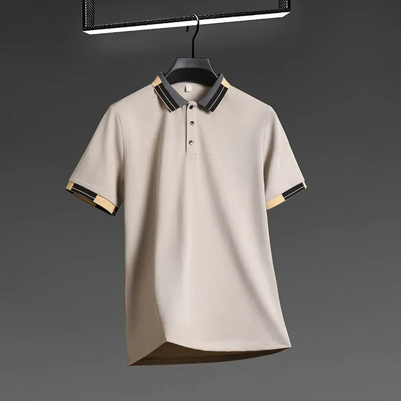 Mens Business Casual Short Sleeved Shirt Solid Color Polo Shirt Fashionable Breathable Comfortable Versatile Top 260304