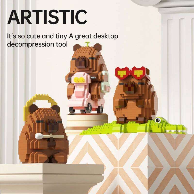 "Cute Capybara Block Figure - Desktop Decor Model with Orange Accessory | Lover's Collectible" Z260305