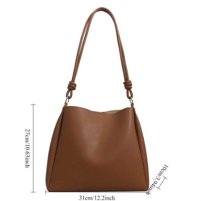 Commuting Korean Version Large Capacity Fashionable Bag for Women Leather Shoulder Bag for Women Solid Color Tote Bags H260306