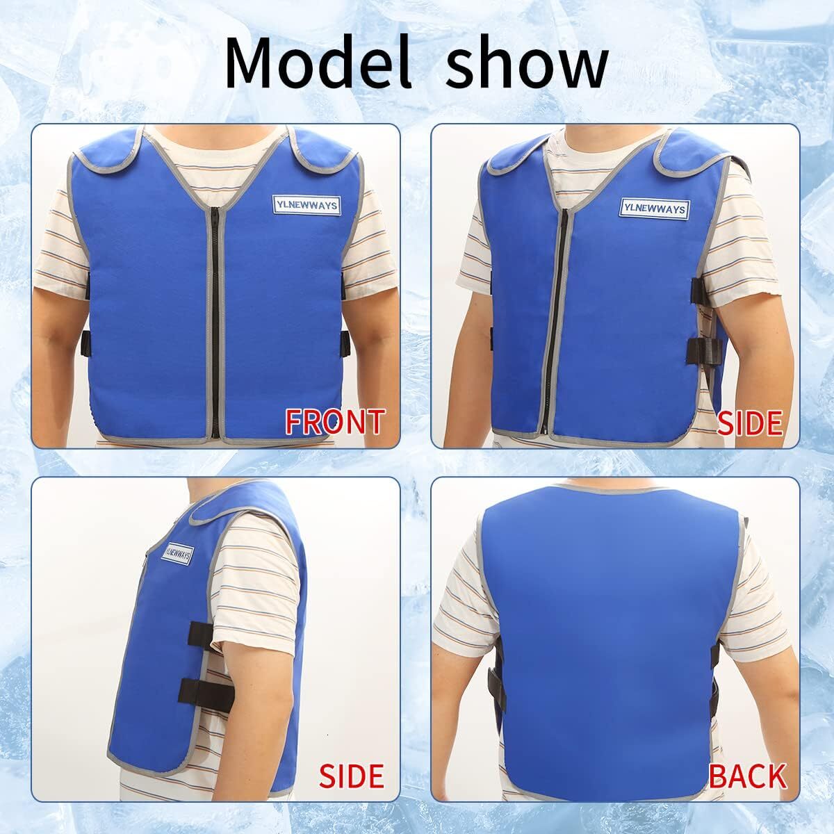 YLNEWWAYS Cooling Men&Women, Reflective Vest 24 PCS Ice Packs, Cool Jacket for Hot Weather with Pockets, Unisex Adult Workout Apparel