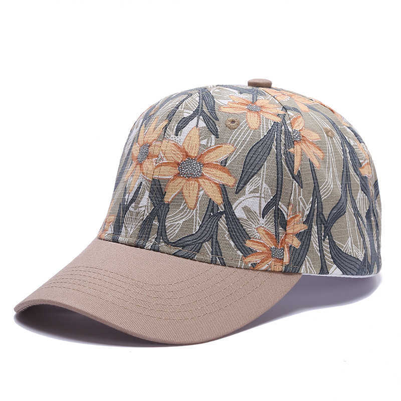 Korean-style unisex floral baseball cap outdoor printed sun hat fashionable duckbill cap sun protection hat S260306
