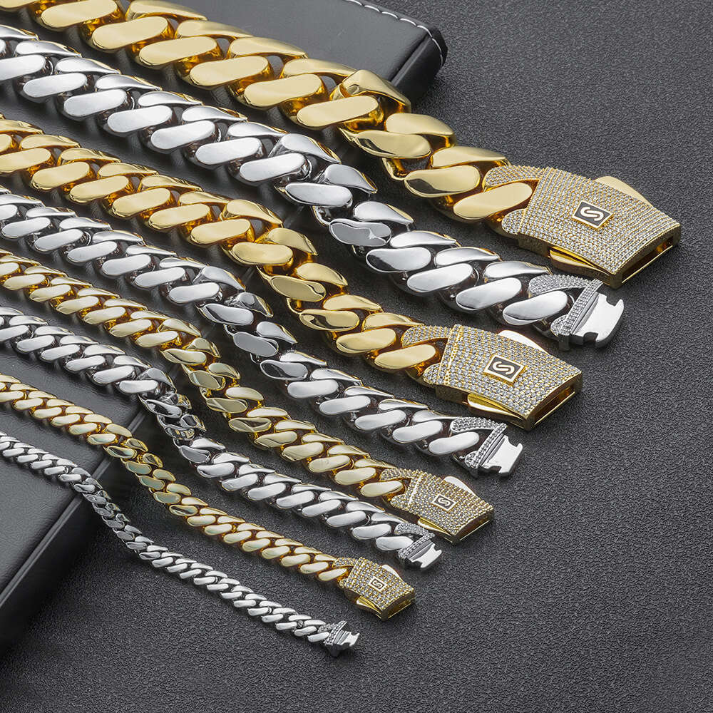 European and American Hip-Hop Cross-Border 14K Gold Smooth Cuban Chain High-Quality Trendy Men's Bracelet Personalized Jewelry Customization