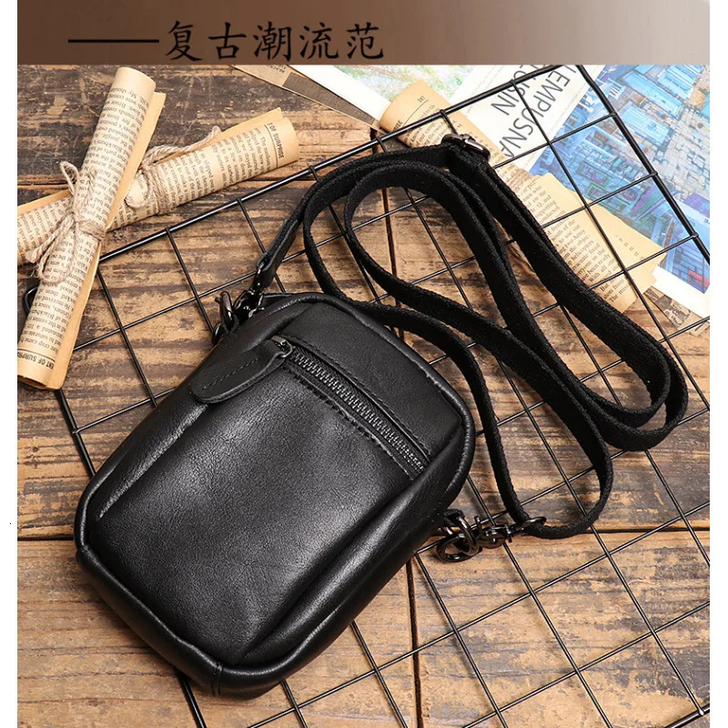 Vintage Mens Cow Leather Shoulder Bag Large Capacity Male Crossbody Mobile Phone For Men 260228