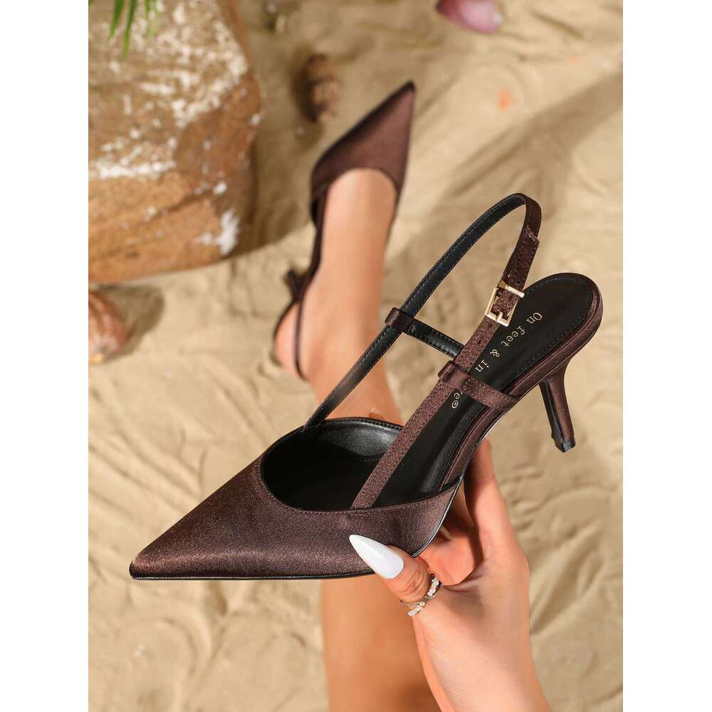 Brand Women's Shoes, Fashionable Comfortable Simple Versatile Low-cut High Heels, Breathable Stiletto Sandals.