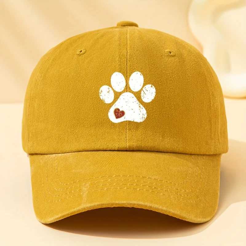Dog paw print retro baseball cap mens and womens duckbill cap outdoor party camping trip sun hat truck driver S260306
