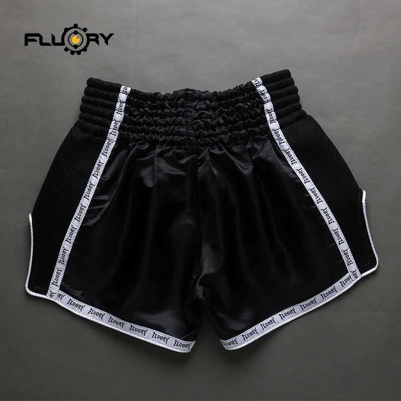 black new release muay thai shorts for all Fluory good quality boxing pants/trunks X260306