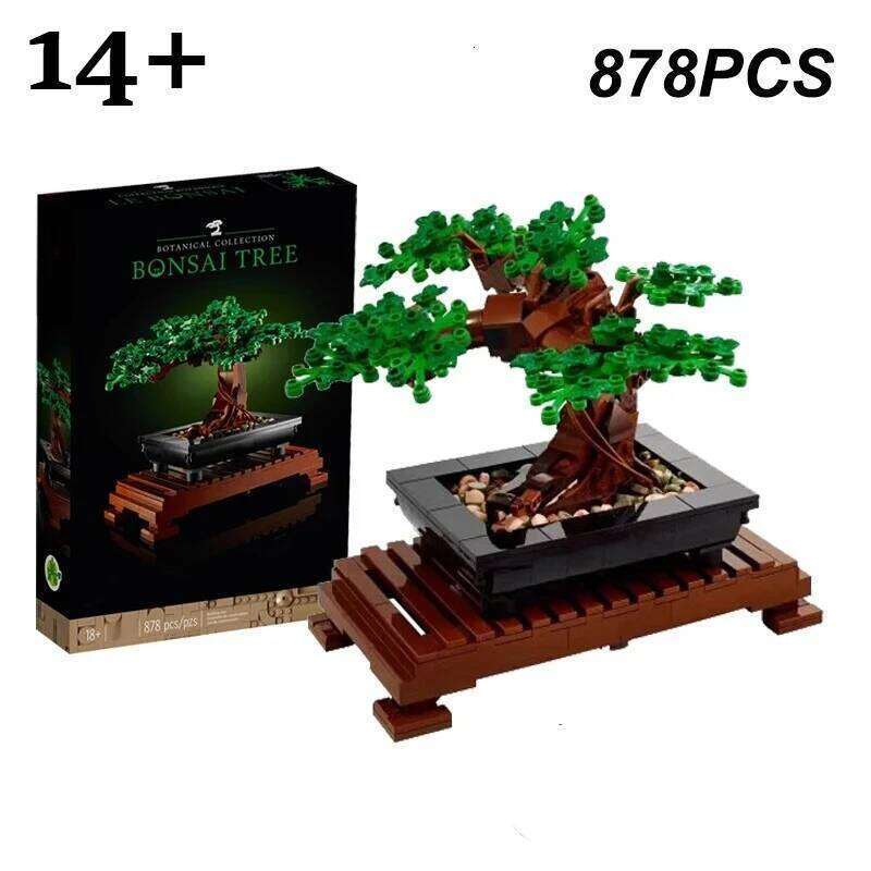 878PCS Creative Bonsai Sakura Tree Building Blocks Botanical Collection Assemble Bricks Home Decor Toy Gift For Children Adult Z260305