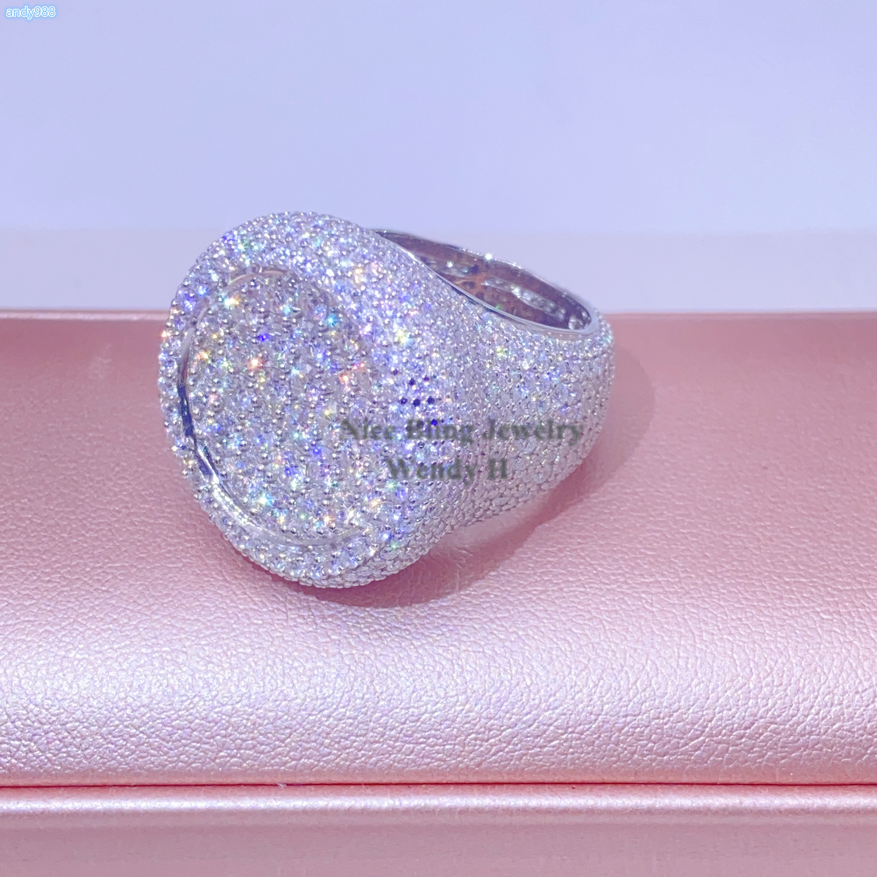 Hip Hop Fashion Rings VVS Moissanite Diamond Engagement Rings 925 Silver Men Jewelry Iced Out Pinky Rings Pass Diamond Tester