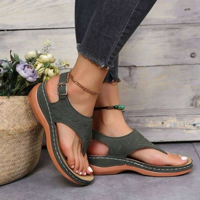 New 2025 Roman Style Buckle Belt Female Breathable Women Sandals Summer Open Toe Platform Lightweight Shoes