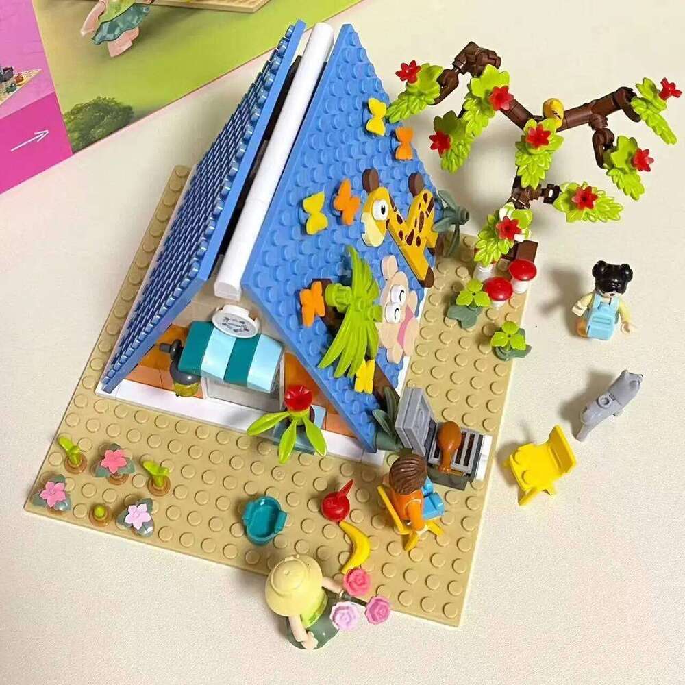 Sluban 341PCS Pink Dream DIY Building Blocks Set Educational Camp Cabin Creative Bricks Kit for Girls Gift Z260305