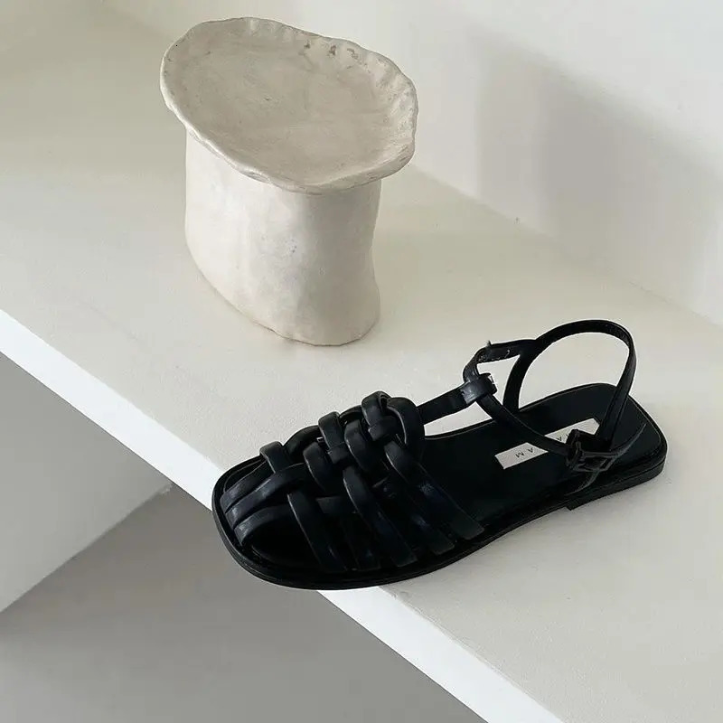 Women Sandals Summer Fashion Outdoor Beach Casual PU Leather Buckle Women Shoes Retro Flat With Ladies Romanas Mujer 260305